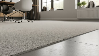 Tapijttegels die op een betonvloer liggen