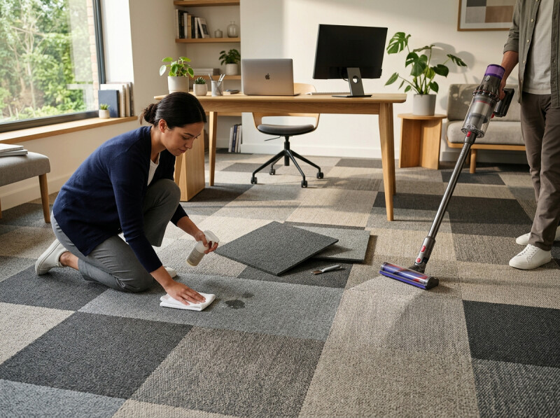 Tapijttegels schoonmaken en onderhouden